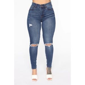 Medium Blue Wash Destroyed Denim Jeans size 13